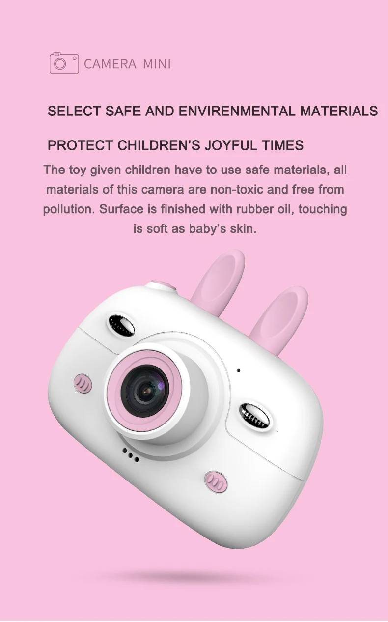 Cute A3 Kids Camera Toys 2.4 inches Digital Kids Camera Front Camera 800w Pixels Double-flashlight Support 32G