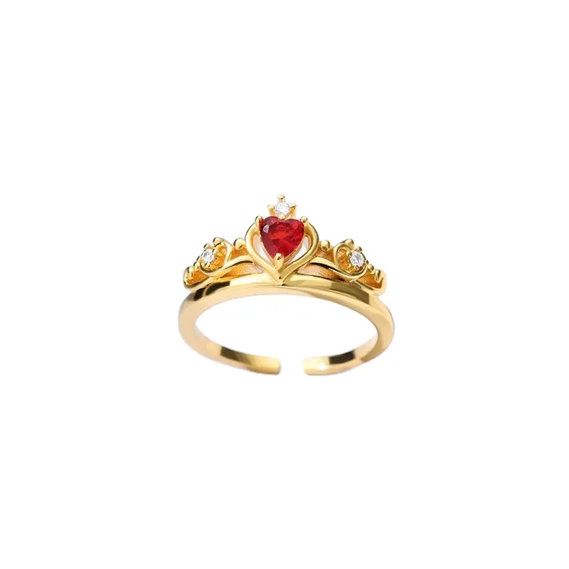 

Hot Sale Luxury White CZ Crown Birthday Stone Women's Rings 18K Gold Plated Fugitive Princess Ring OEM