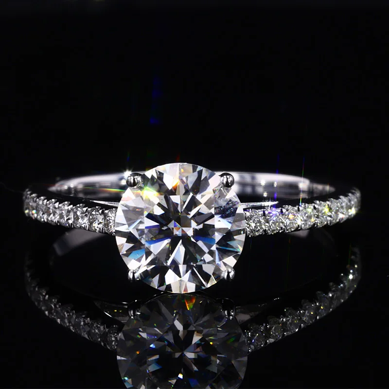 

Classic Design 14k White Color Ring Gold Round Moissanite Finger Rings Set