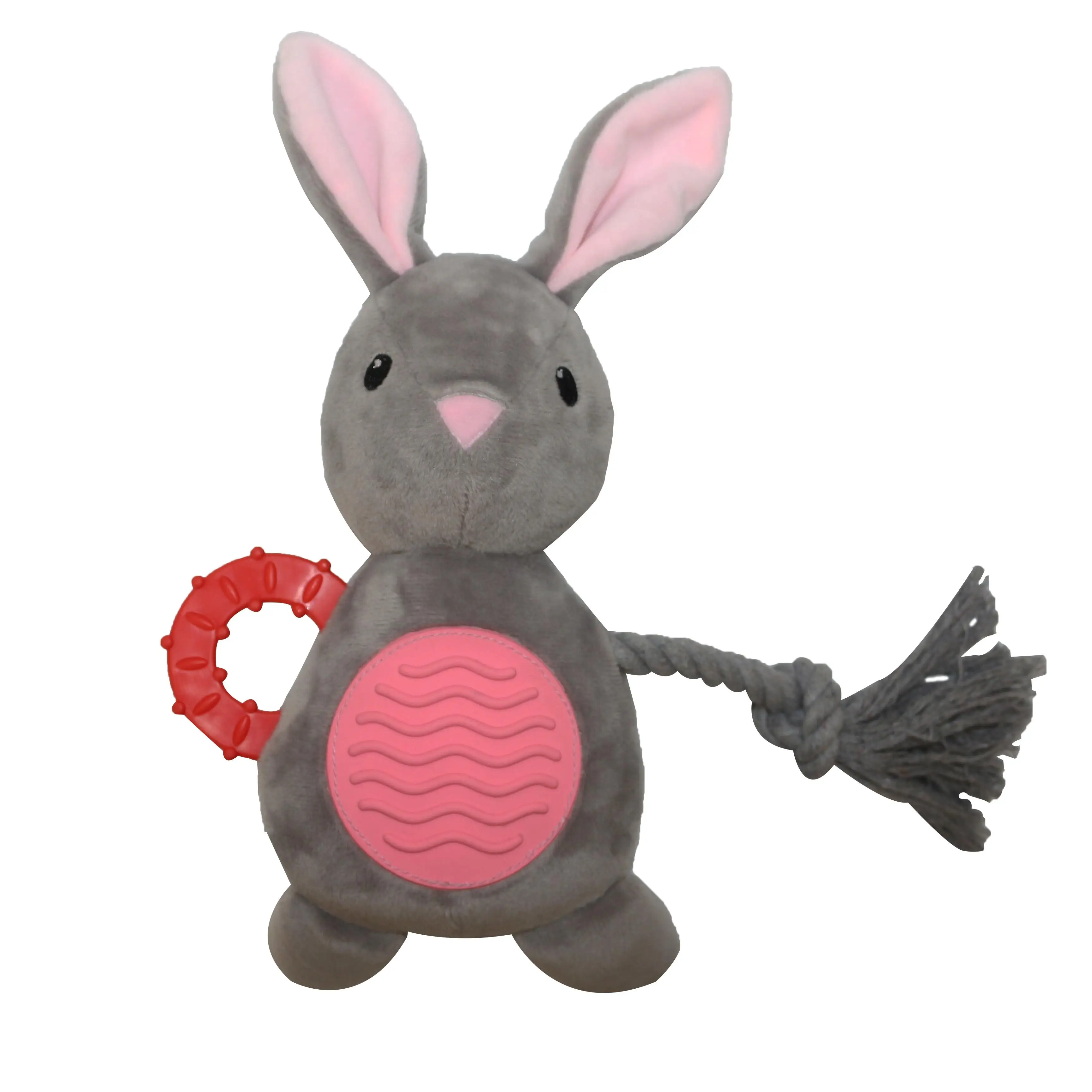 

Thinkerpet Designer for Small Animals Rabbit Shape Dog Plush Toys with Rope interactive toys