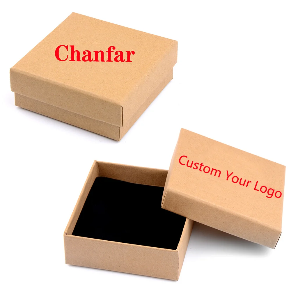 

Custom Logo Cardboard Small Present Craft Gift Ring Necklace Bracelet Cufflink Paper Jewelry Box, 2 colors