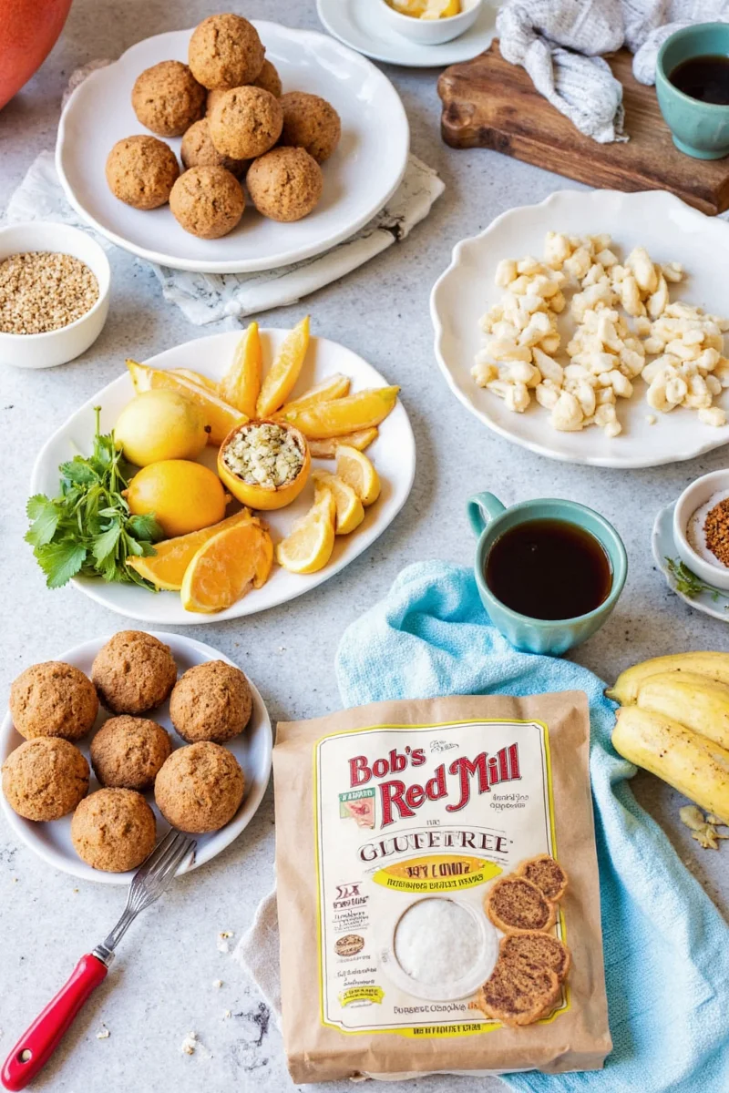 Rainbow-colored pancakes on a boho-style brunch table