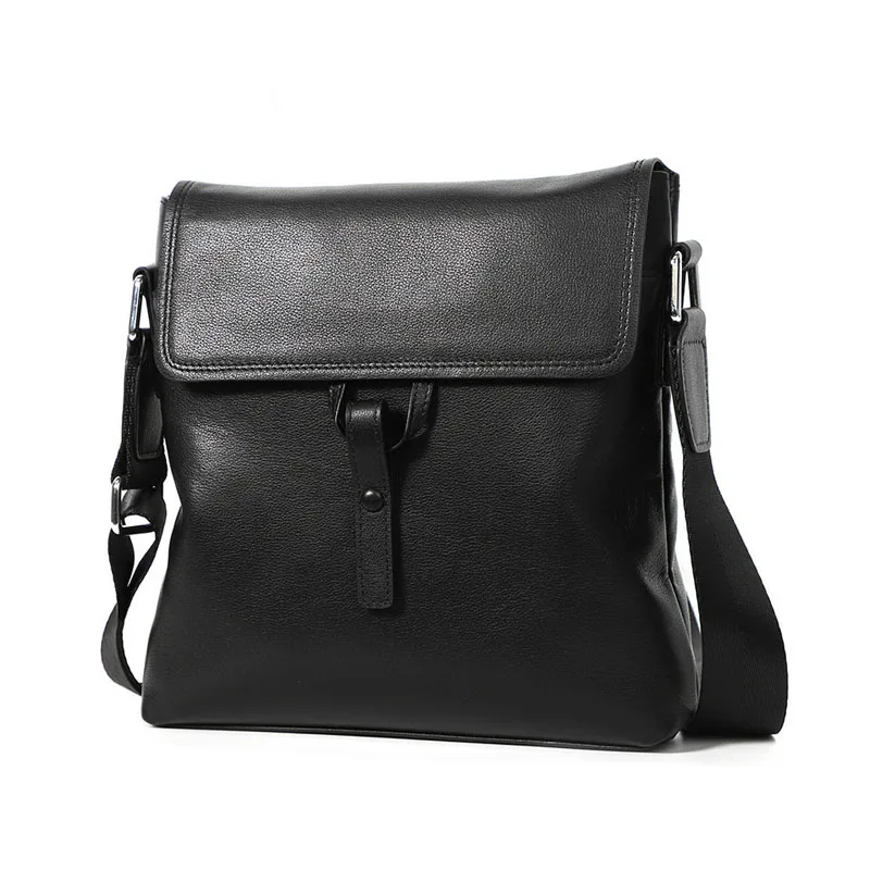 

2021 Trending Products Mens Crossbody Genuine Leather Shoulder Bag Messenger Luxury Business Casual Bags, Black