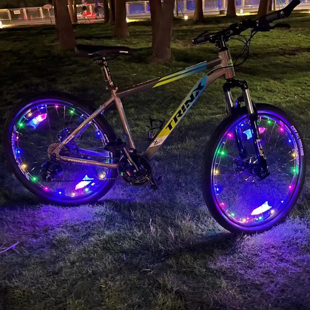 

New Adjustable Shape Colorful LED Bike Wheel Light With String Lights Flash Lamp Bicycle Spoke Lights For Bike Wheels Decoration, Red/yellow/blue/green/pink/white/colorful