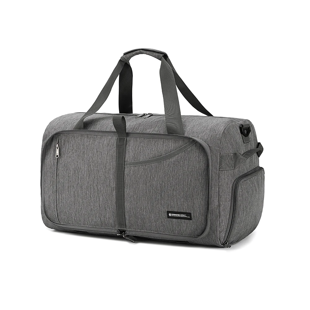 

High quality large capacity collapsible travel bag waterproof sport duffel bag with shoe compartment foldable travel bag, Gray