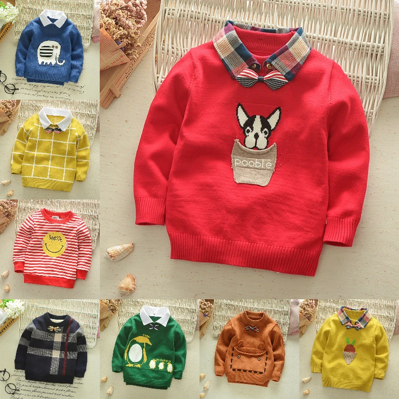 

China Factory Good Quality autumn winter new design boys and children's sweater 100% cotton knitted sweater, Mixed