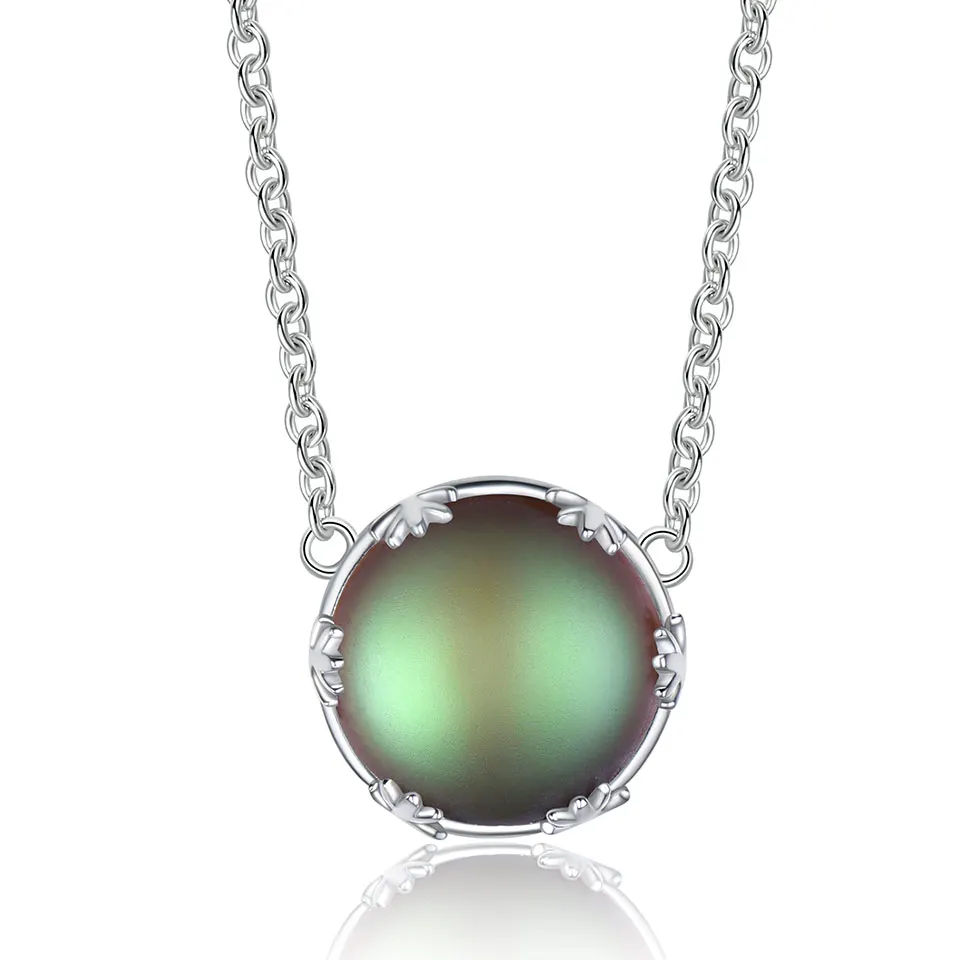 Wholesale Fashion Women Silver Jewelry Simple 925 Sterling Silver Choker Necklace Moonstone Pendant Necklace