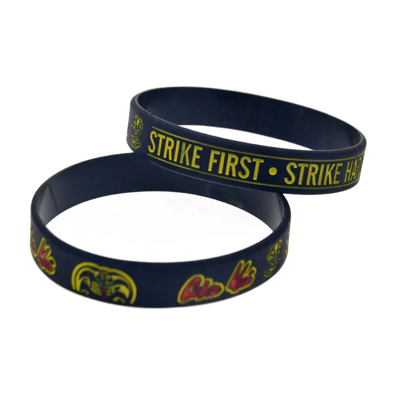 

50PCS Strike First Strike Hard No Mercy Silicone Rubber Wristband Black