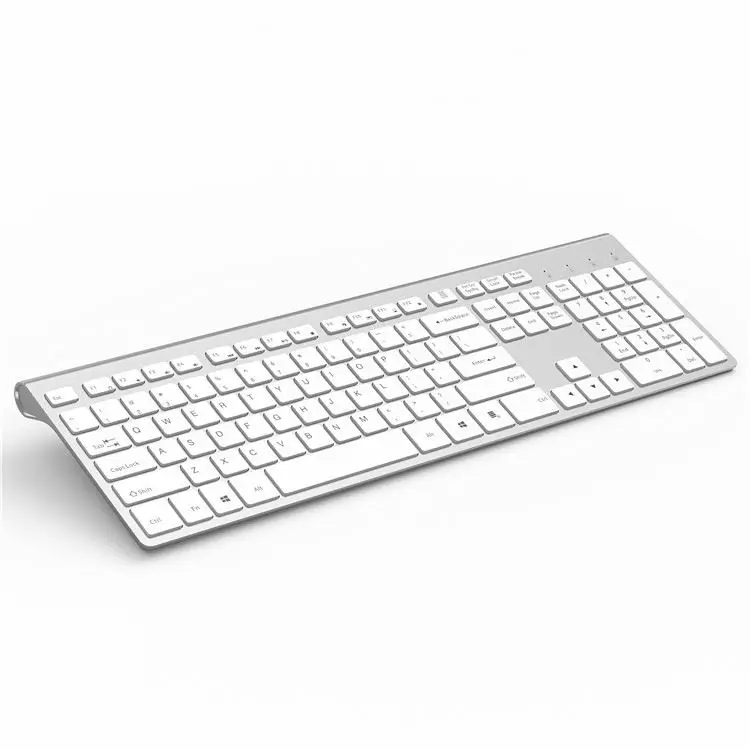

Standard Slim 2.4G Wireless Keyboard Ergonomic Gaming Keyboard Spanish/Russian/French/German/Italian Layout Chargable Keyboard, Silver