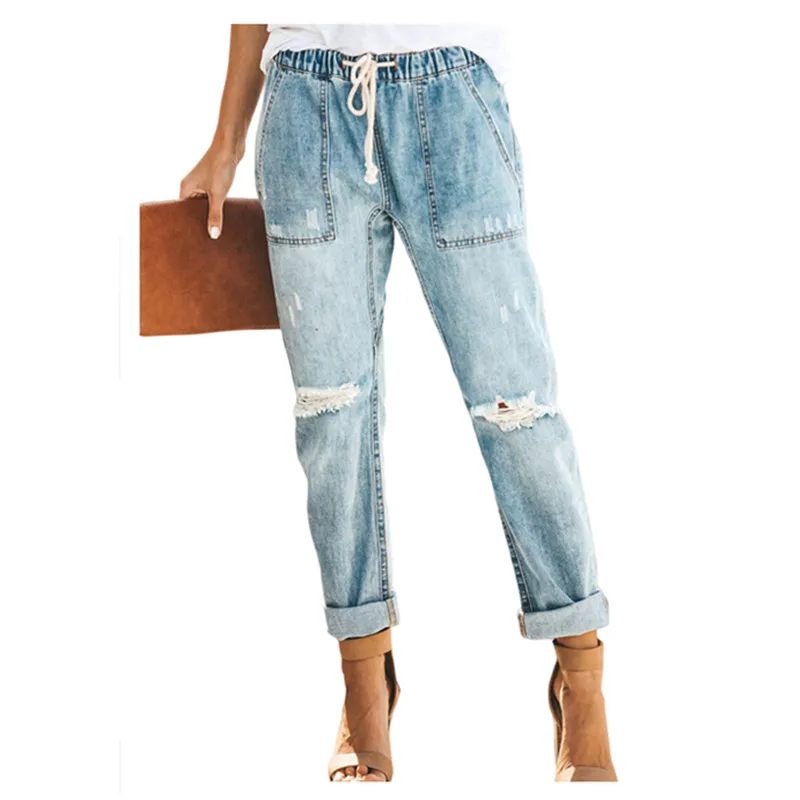 

Wholesale Casual Denim Distressed Jeans Womens With Pocket