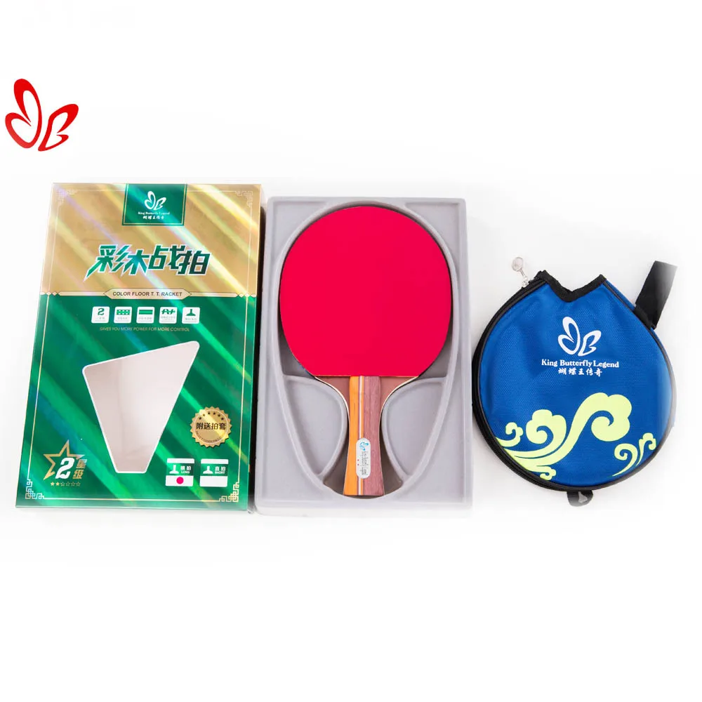 

China Made Wholesales Factory Price 2 Star Table Tennis Bat Ping Pong Rackets, Red+black two sides