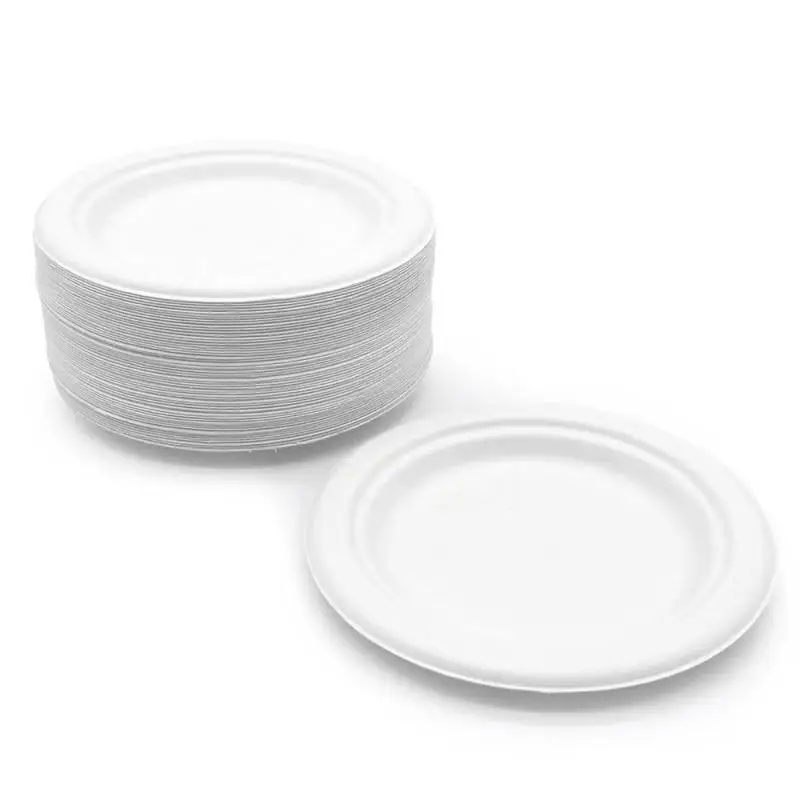 

Eco Friendly Bagasse 6'' Biodegradable Round Plate Kitchen Tableware Natural Disposable Food Plate