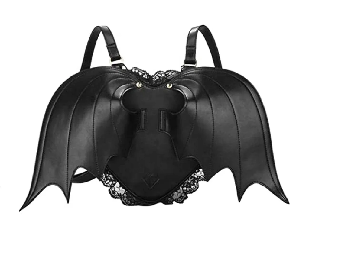 

MakerFocus Batwing Backpack Novelty Black Bat Wings Wing Gothic Goth Punk Lace Lolita Bag