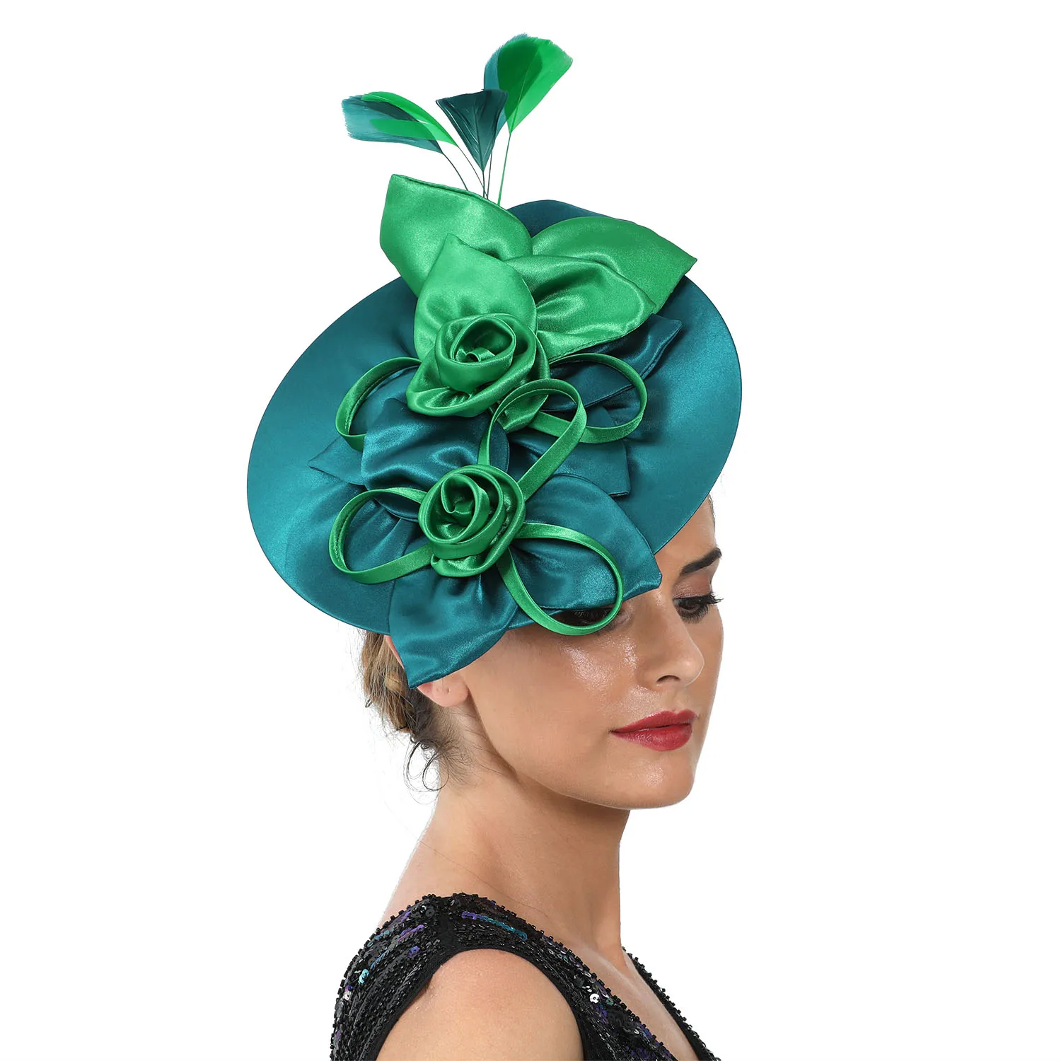 

Hawaiian Fascinators Satin Hats Fashion Sinamay Church Hat Wedding Theme Party Hat Beanie for Women ladies