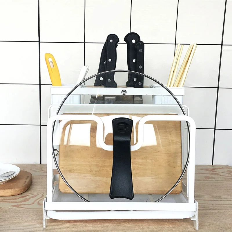 

Multifunction kitchen tableware storage shelf cutting board pot lid knife holder