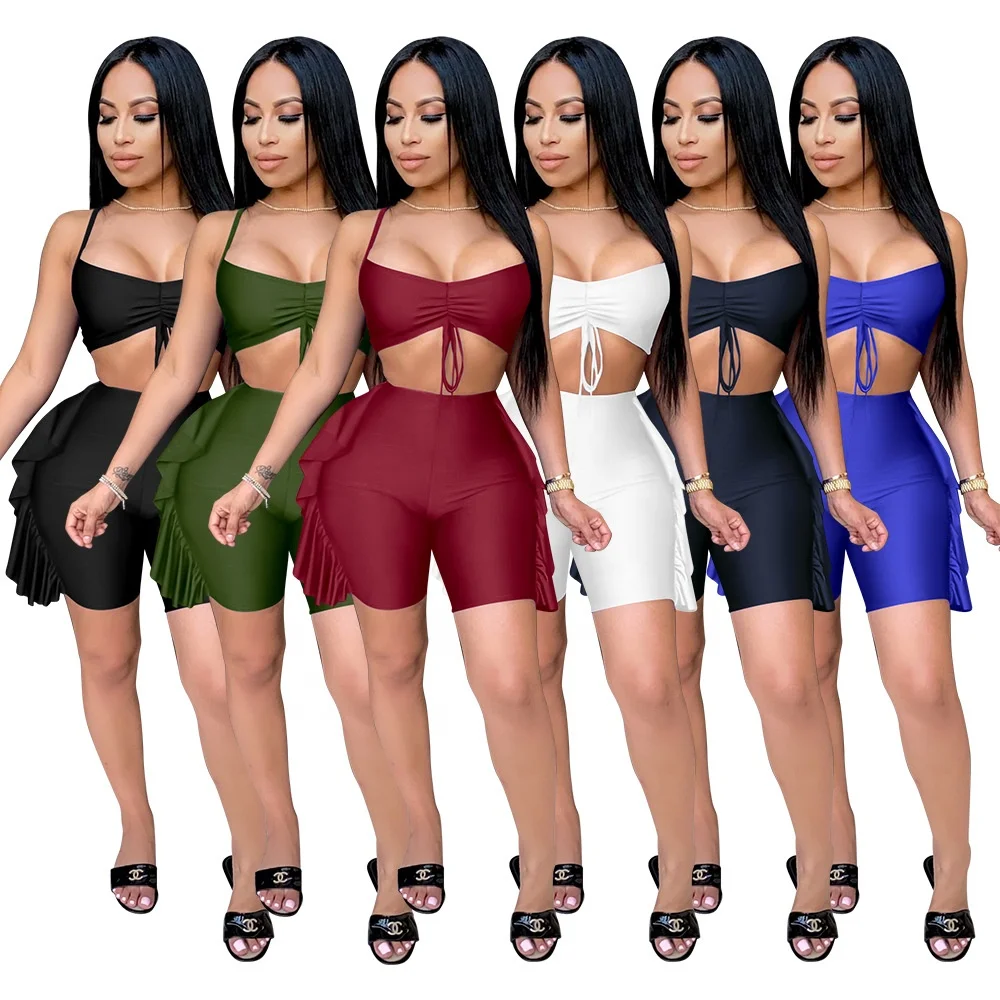 

Fashion Style Ladies Club Outfits Sexy Sport Suit Set for Women Summer Two Piece Short Pants Set, 6 colors