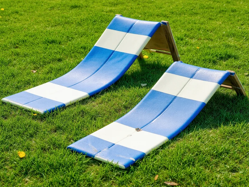 DIY slip and slide setup with recycled materials on grass