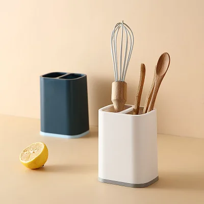 

Fashion Contrast Color Chopstick Cage Double Grid Cutlery Cutlery Drain Storage Box Desktop Non-slip Chopstick Holder