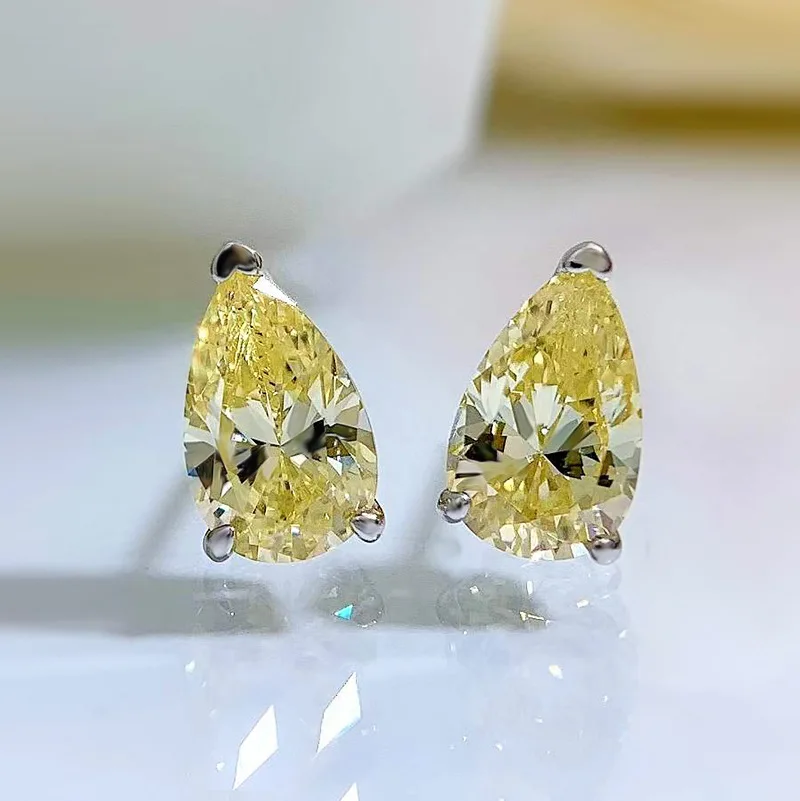

Fashion 2023 S925 Sterling Silver Pear Shaped Zircon Water Drop Jewelry Wedding Earrings For Women