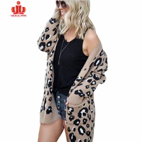 

Women Casual Fashion Outwear Coats Large Oversized Knitwear Leopard Long Cardigan Sweater