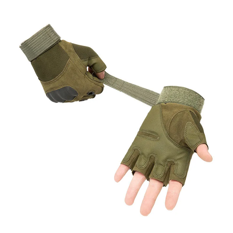 

General high quality fiber fitness and ventilation outdoor Half Finger anti slip heat resistant tactical gloves, Black + army green + sand