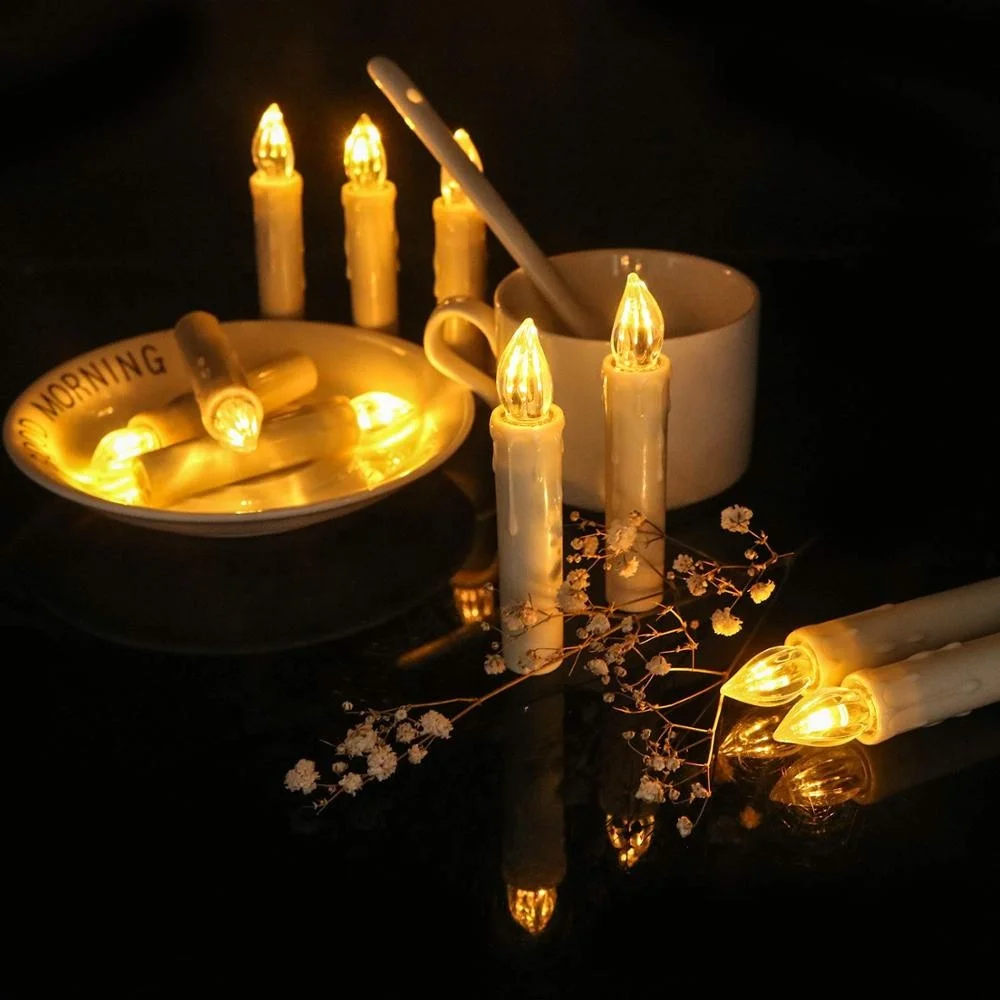 24 Bougies LED Sans Flamme Flottantes - Effet Flamme Vacillante Blanc Chaud - Piles Incluses - Décoration - 9