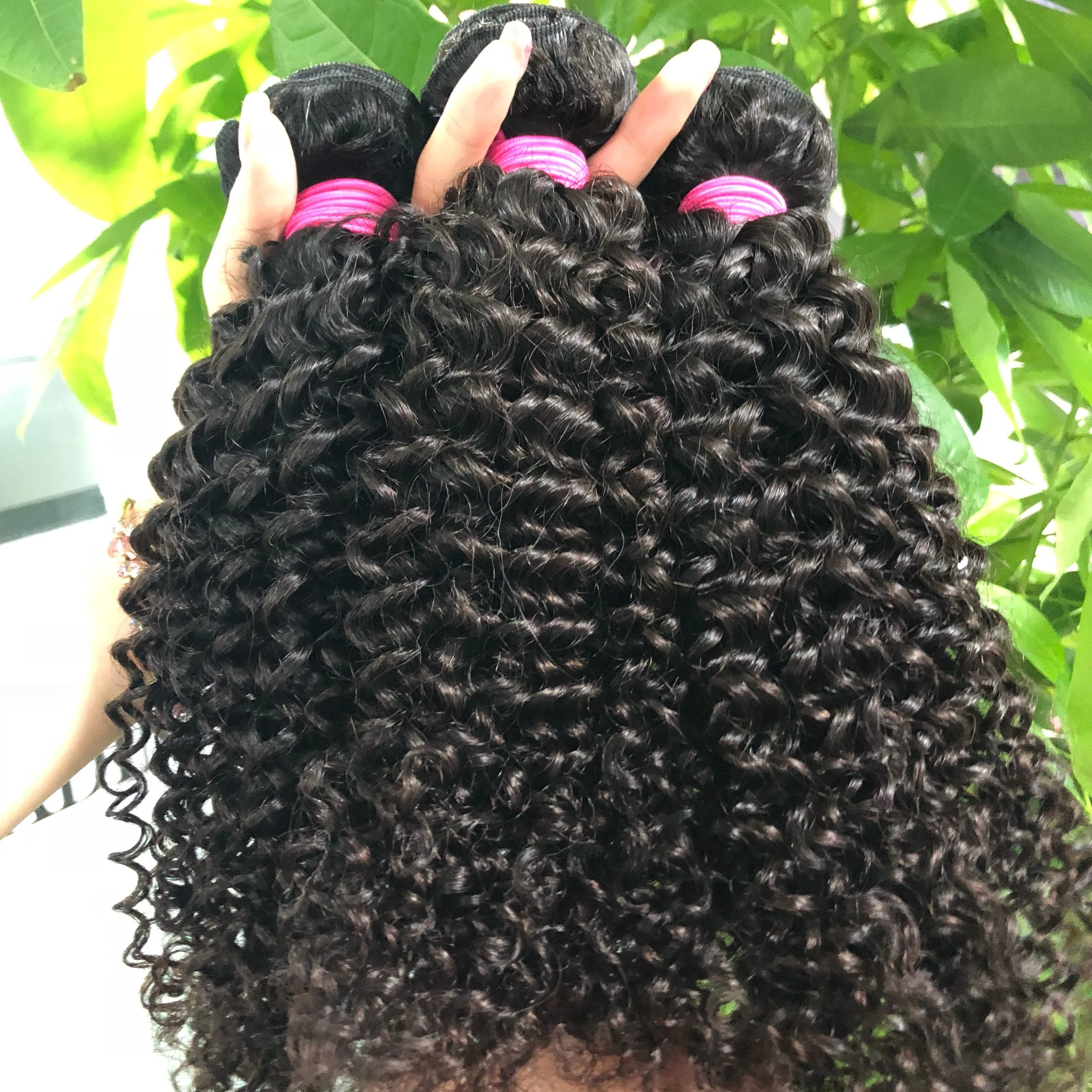 

Burmese Grade 12A Virgin Hair Curly Bundles,Cabelo-Natural-H Hair Extensions Weft,Supper Short Curly Hairs Bundles