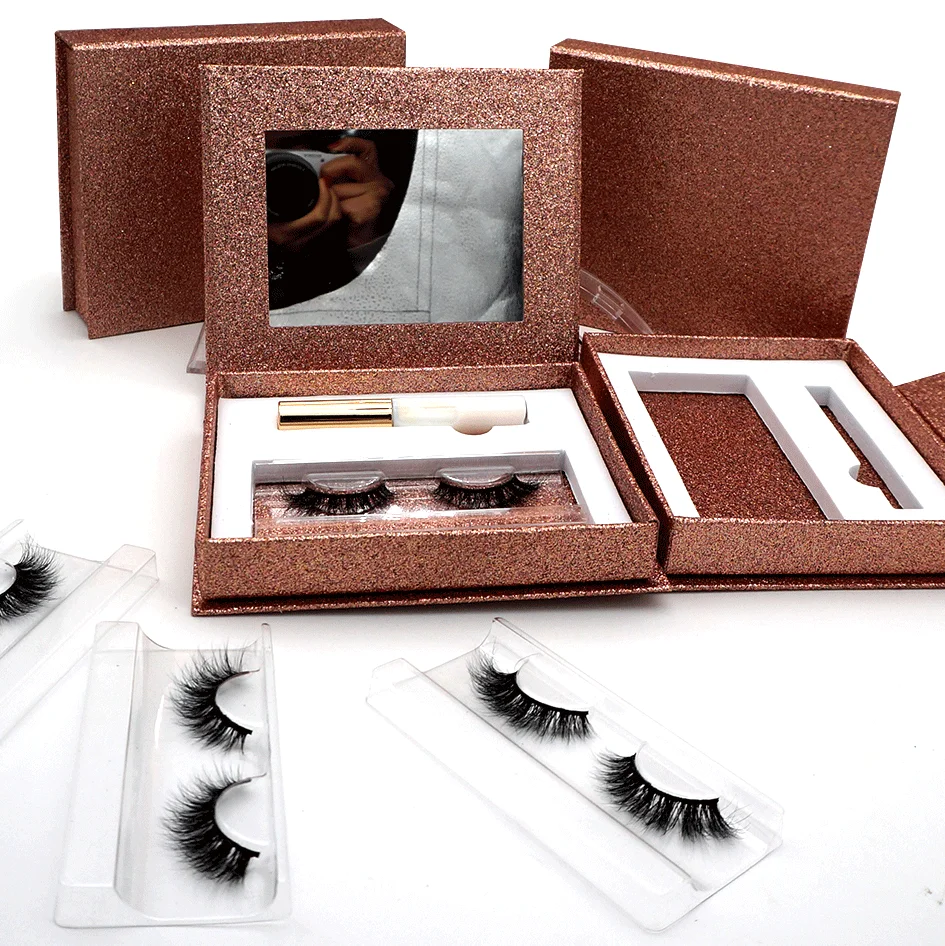 

Magnetic eyelashes eyeliner with private label eyelash tweezer set, Nature black