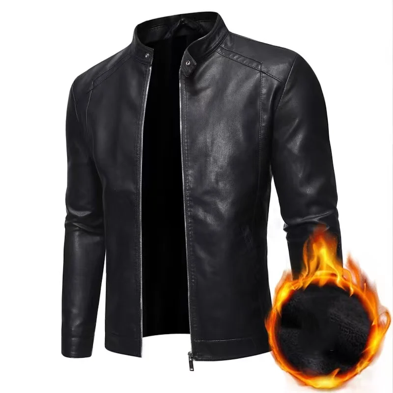 

First Class Quality Men Classic Biker Jacket Motorcycle Pu Faux Leather Jacket For Mens Blazer Slim Fit Windproof Leather Coat, Black