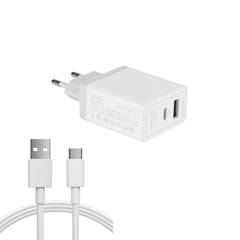 

trending products 2021 Mini QC PD 3.0 usb quick travel charger with EU wall plug 18w