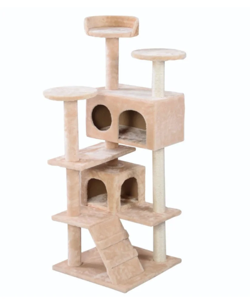 

H961 Pet Play House Soft Touch Scratching Posts Kittens Activity Tower Prime Large 52 Inches Furniture Cat Trees Towers, Multi colour