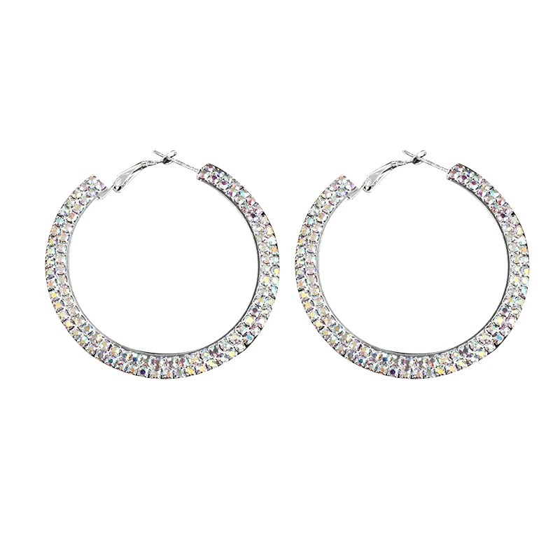 

Fashion Oversize Circle Hoop Earrings for Women external diameter 60mm Crystal Round Earring Party Jewelry Gift, White