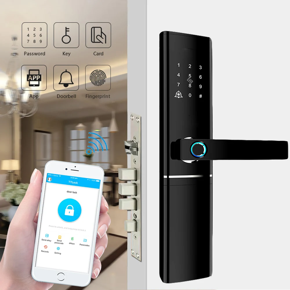Biometric Fingerprint Smart Lock App Bluetooth WiFi Gateway Doorlocks