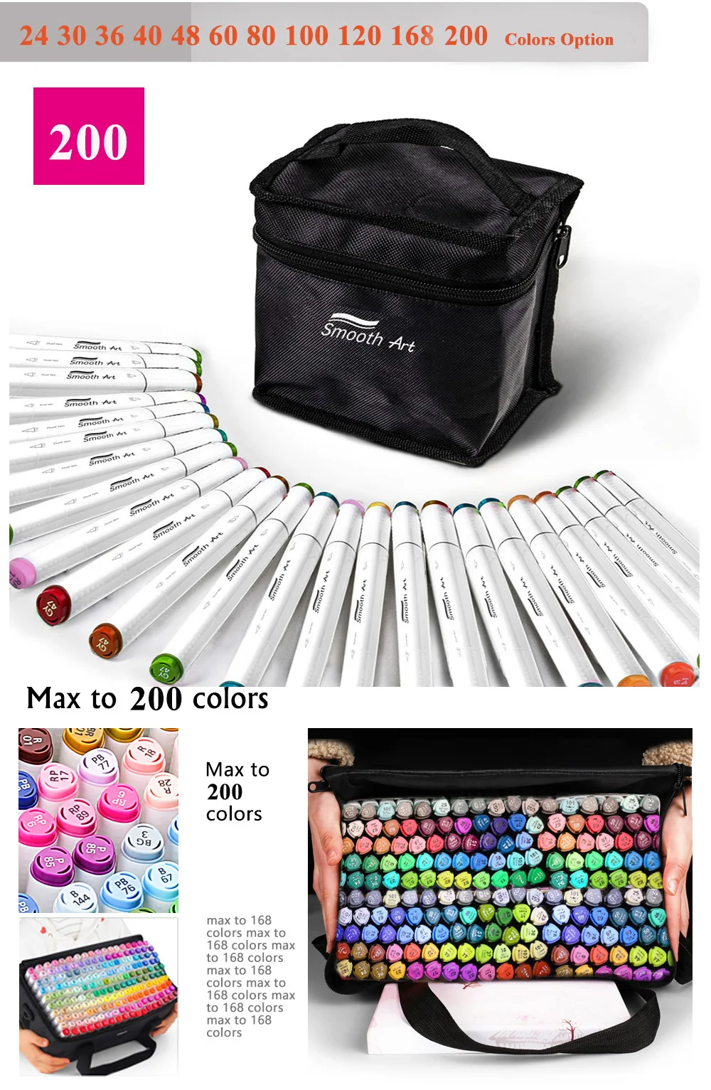 168 120 80 60 40 30 12 6 Colors Single Art Markers Brush Pen