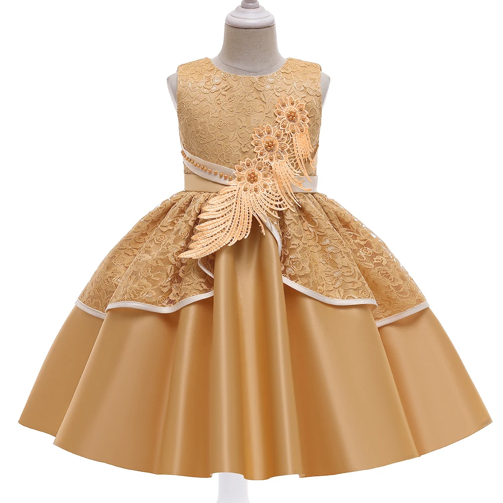 

FSMKTZ Hot Selling Elegant Princess Girls Dresses Children Party Wedding Gown Kids Birthday Clothing, Red,golden,pink,blue,green