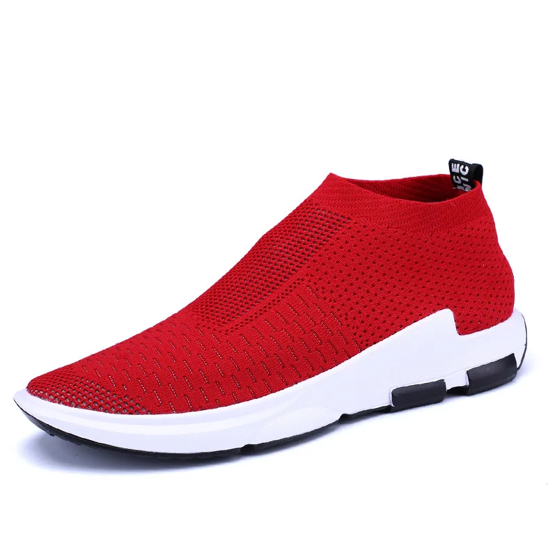 

2021 fashion leisure breathable fly mesh knitted sock shoes for men, Red,black,blue