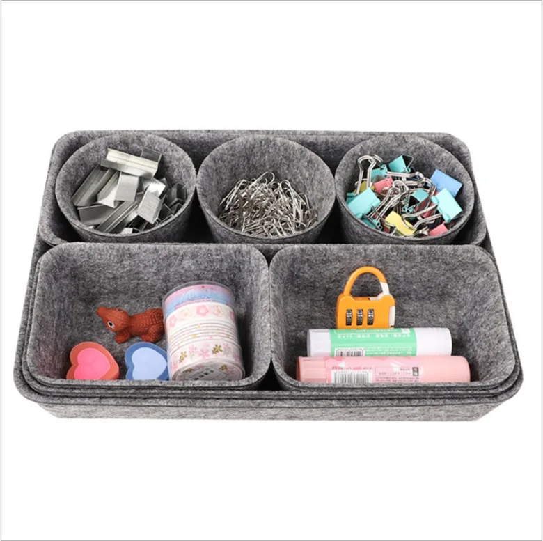 

8 Pieces Multifunction Catch All Desktop Jewelry Tray Office Stationery Felt Storage Bins Drawer Divider Organizer Box, Customized color