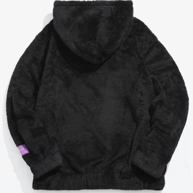 Pouch Pocket Patch Detail Fluffy Mens Hoodies Sweatshirts Streetwear