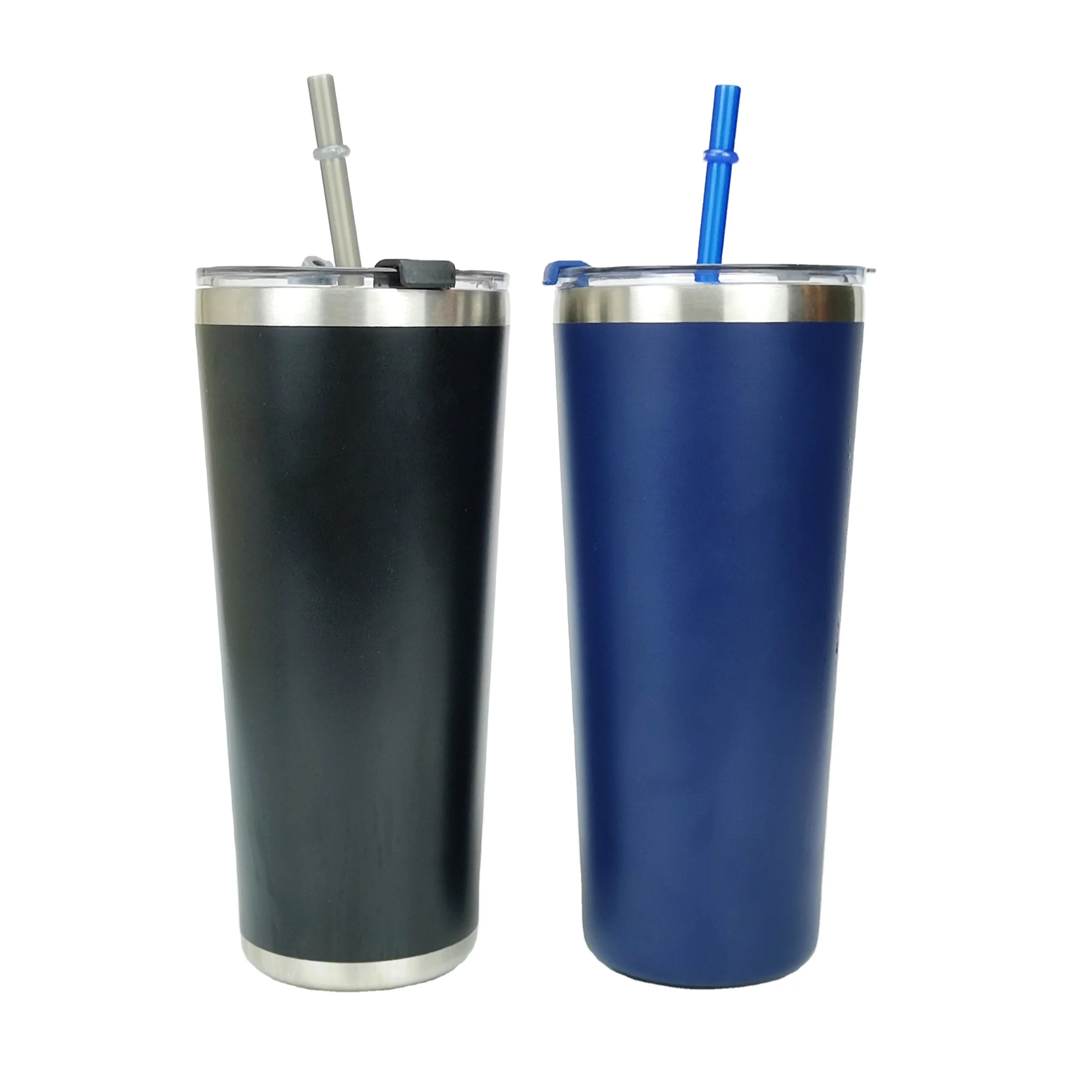 

Custom Home Double Wall Steel Color Painting Travel 650ml Vacuum Straight Coffee Mug With Lid Straw, Customized color