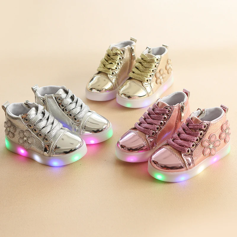 

2020 bright color flash lighting children shoes led luminous casual shoes
