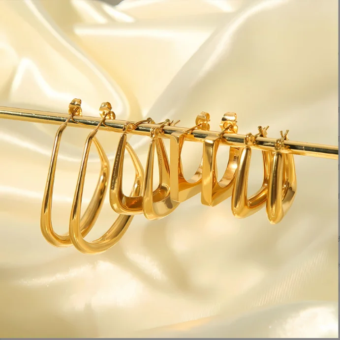 

Gold Color Stainless Steel huggie Hoop Earrings for Women men big Simple Geometry Round Circle dangle Earrings