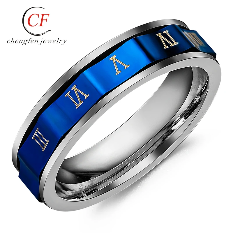 

Classical Roman Numerals Rotating Rings Roman Numbers Spinner Rotary Rings in Stainless Steel Zircon Engagement Bands or Rings
