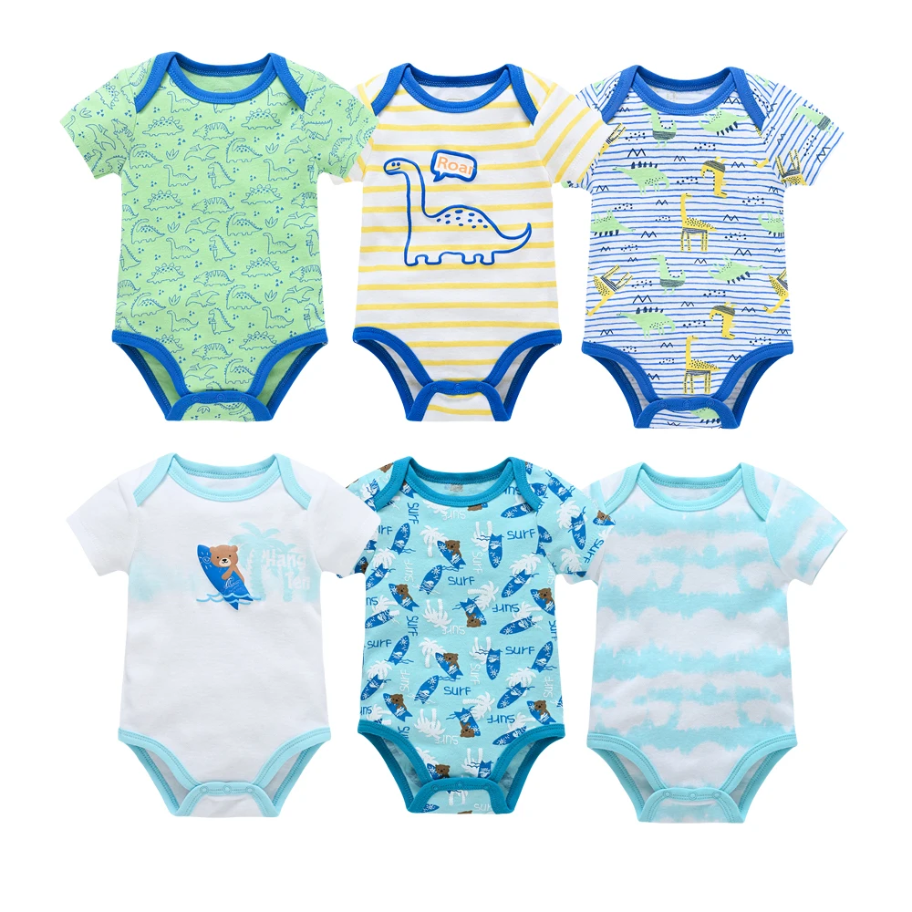 

short sleeve cartoon print 3-12M baby rompers 100% cotton 6pcs/set, Picture shows