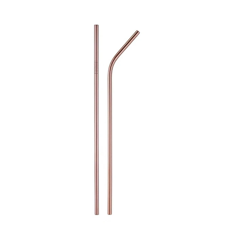 

6*215mm straight reusable stainless steel drinking Rose Gold straws