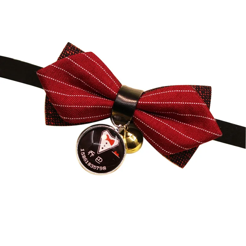 

British Style Pet Triangle Towel Wedding Dog Pet Collar With Bow Tie Gentleman Pet Collar With Bells