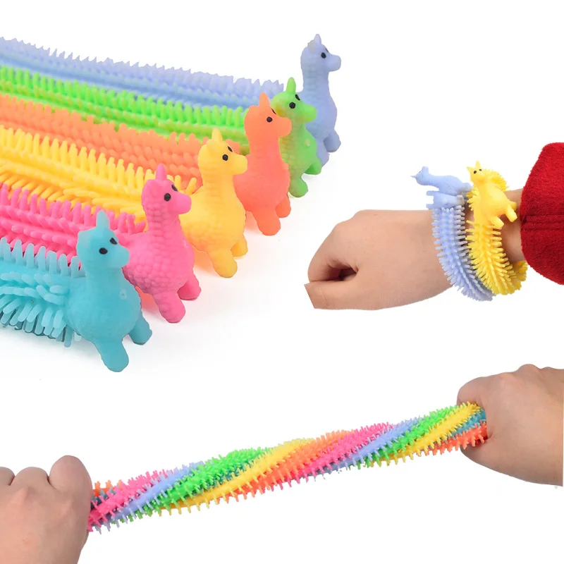 

Multicolor children adults strings sensory stress relief toys alpaca stretchy wrist band fidget toys