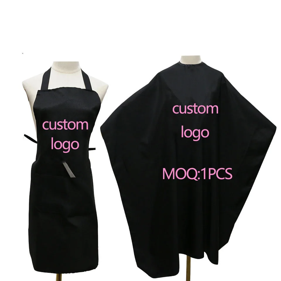 

Custom design logo salon capes and aprons, Black