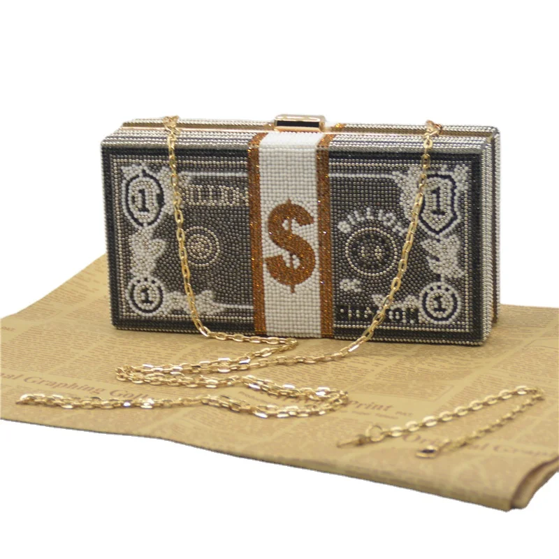 
Manufacturer new design money bag purse rhinestone beaded billion handbag party evening clutch ladies 2020 