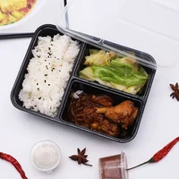 

transparent take away rectangular 3 compartment food container plastic disposable plastic lunch box for meal fast food bento