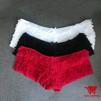 

hot sell plus size lace Pleated panties Low waist briefs for women
